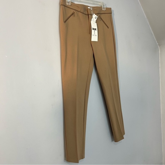 NWT Tyler Böe tan slacks fitted business casual neutral slacks ponte knit pants - Picture 4 of 9